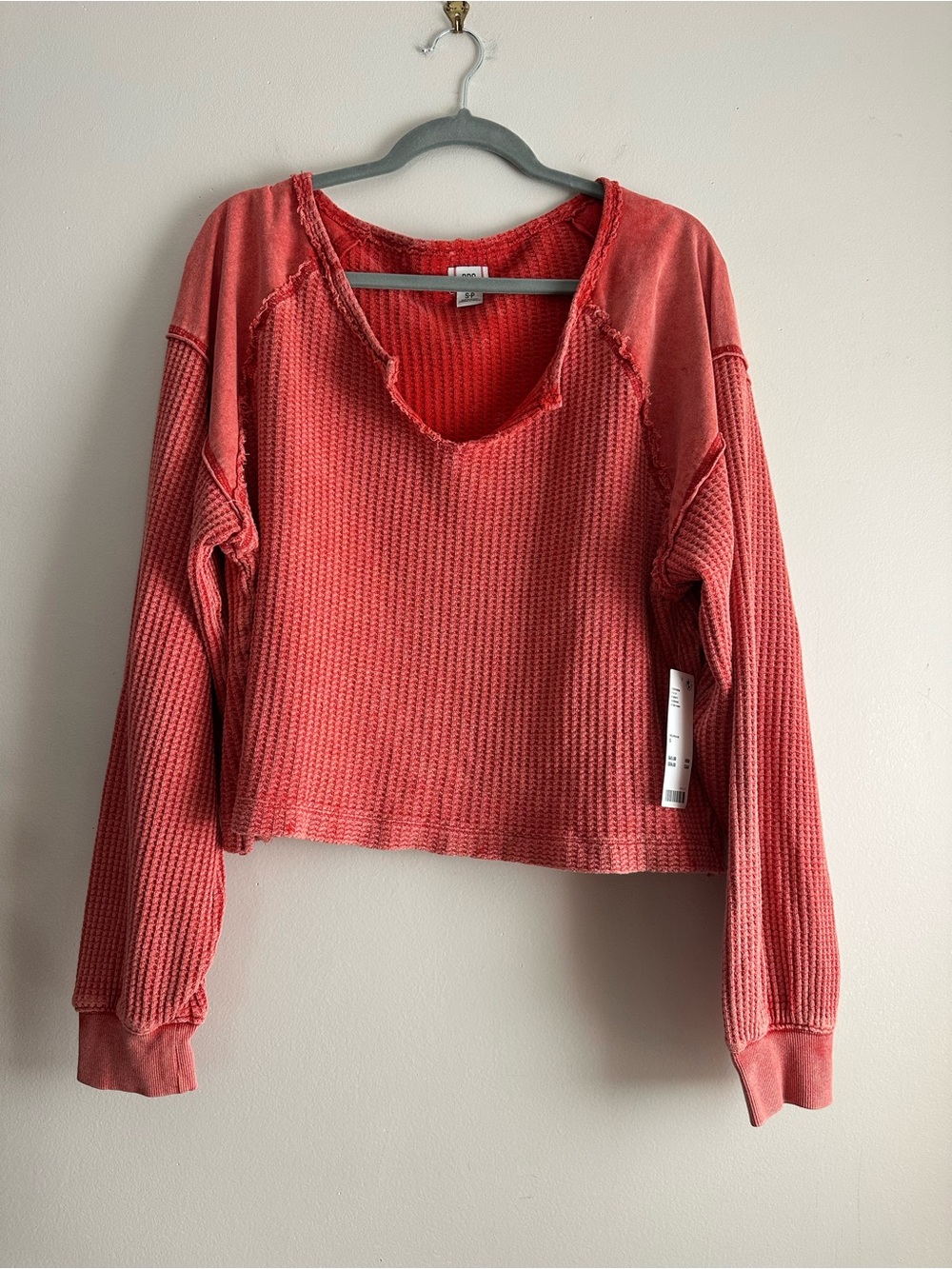 BDG • NWT Catskills‎ Waffle Knit Thermal Long Sleeve Tee in Red